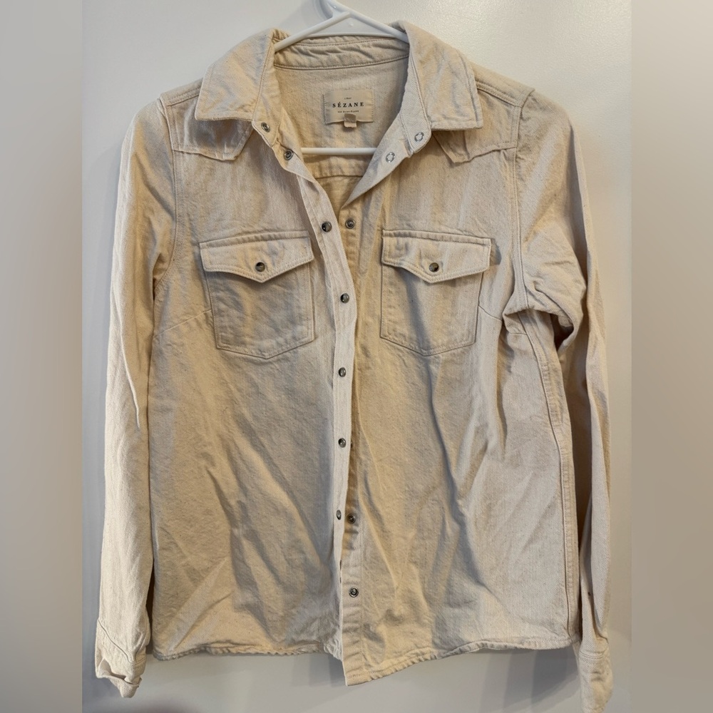 Sezane Cream Button Down Shirt
